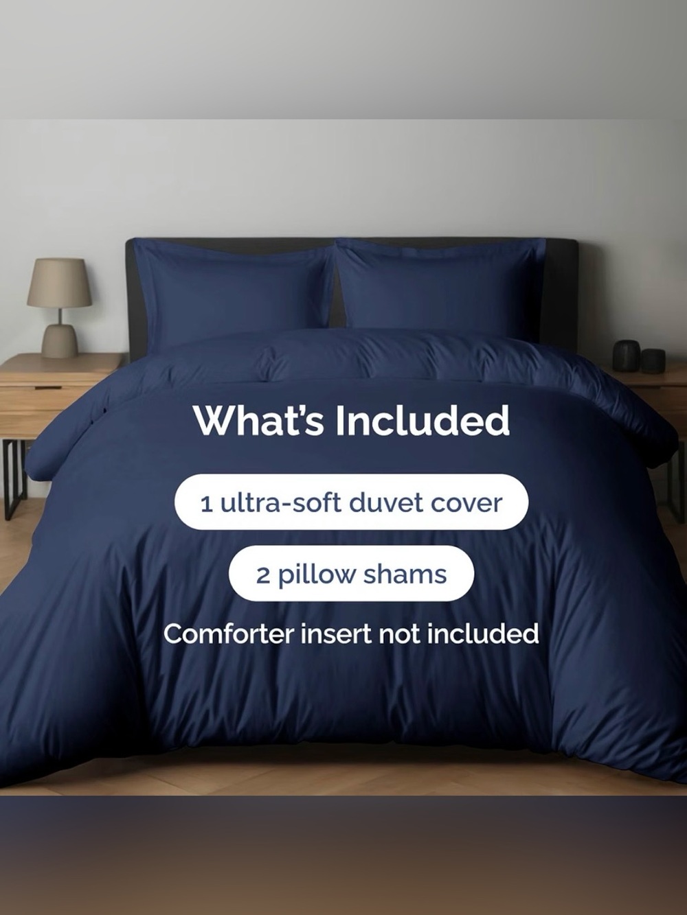 Navy Ultra-Soft KING SIZE Duvet Cover Set with 2 Pillow Shams   *NWOT*
